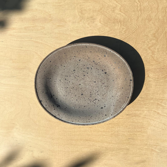 Grey Oval Plate 9.4"